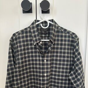 Casual Blue and Green Button Down Shirt